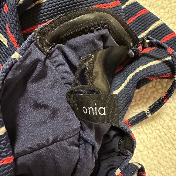 Onia Estelle Convertible One-Piece Swimsuit Blue Stripe Strapless - Picture 11 of 13